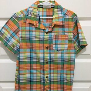 Crazy 8 - Boys Plaid Poplin Button Down Shirt Sz S (5-6)